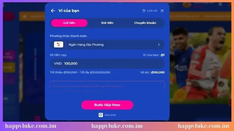 Nhập số tiền nạp